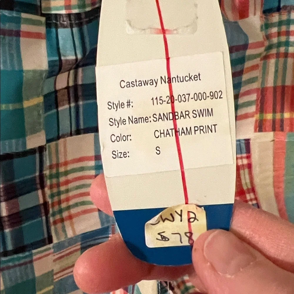Castaway Nantucket Island Sandbar Swim Trunk Chatham Patch Madras Small NEW